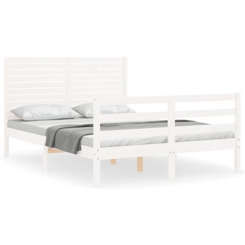 Sengeramme med sengegavl 120x200 cm massivt træ hvid