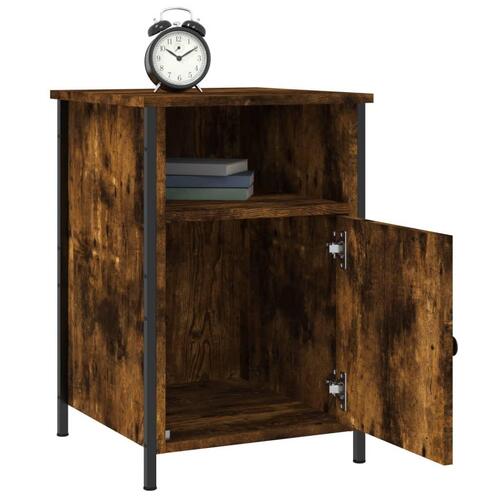 Sengeborde 2 stk. 40x42x60 cm konstrueret træ røget egetræ