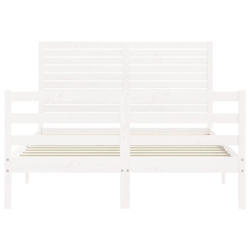 Sengeramme med sengegavl 120x200 cm massivt træ hvid