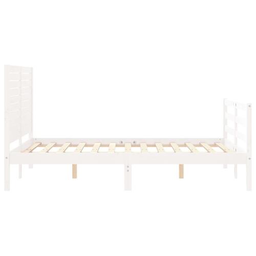 Sengeramme med sengegavl 120x200 cm massivt træ hvid