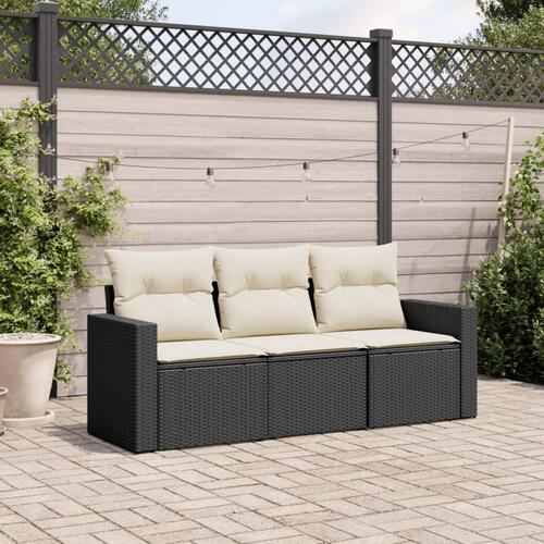 Sofasæt til haven 3 dele med hynder polyrattan sort