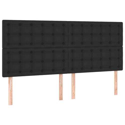 Sengegavl med LED-lys 160x5x118/128 cm kunstlæder sort