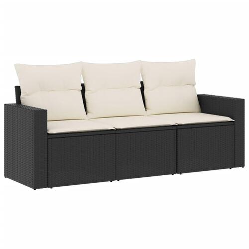 Sofasæt til haven 3 dele med hynder polyrattan sort