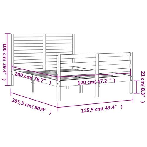 Sengeramme med sengegavl 120x200 cm massivt træ hvid