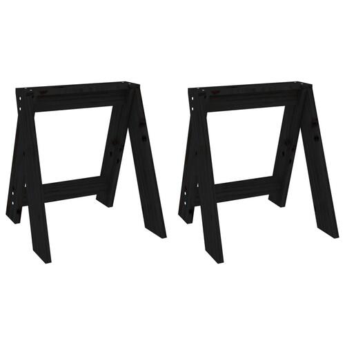 Taburetter 2 stk. 40x40x45 cm massivt fyrretræ sort