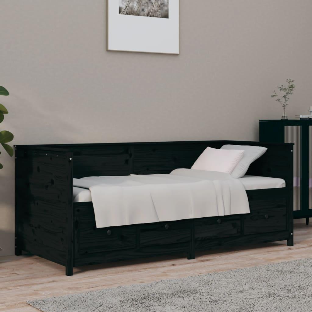 Daybed 90x190 cm massivt fyrretræ sort