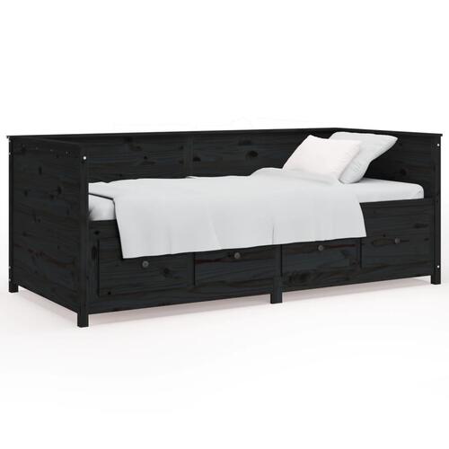 Daybed 90x190 cm massivt fyrretræ sort