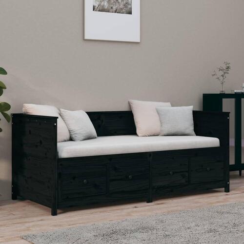 Daybed 90x190 cm massivt fyrretræ sort