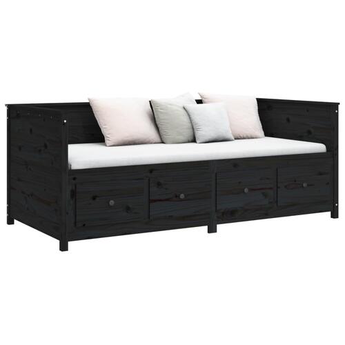 Daybed 90x190 cm massivt fyrretræ sort