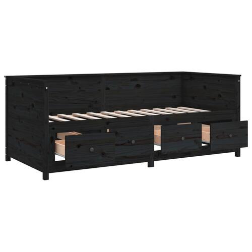 Daybed 90x190 cm massivt fyrretræ sort