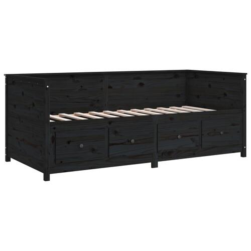 Daybed 90x190 cm massivt fyrretræ sort
