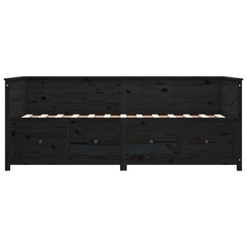 Daybed 90x190 cm massivt fyrretræ sort