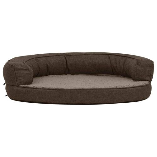 Ergonomisk hundeseng 75x53 cm hør-look fleece brun