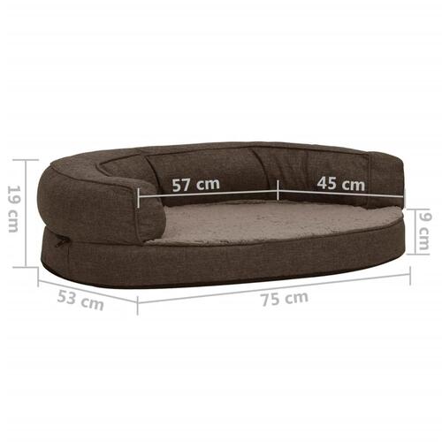 Ergonomisk hundeseng 75x53 cm hør-look fleece brun