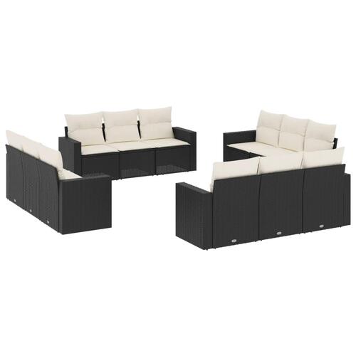Sofasæt til haven 12 dele med hynder polyrattan sort