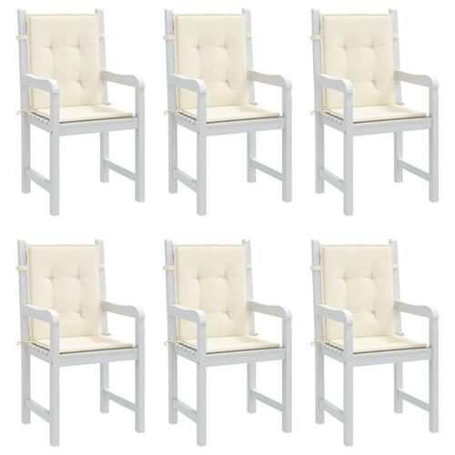 Stolehynde m. lav ryg 6 stk. 100x50x3 cm oxfordstof cremefarvet