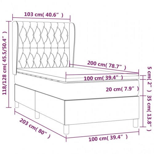 Kontinentalseng med madras 100×200 cm - stof, lysegrå