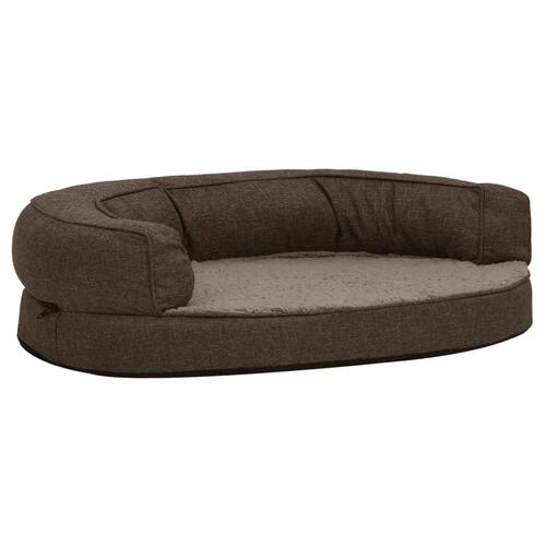 Ergonomisk hundeseng 90x64 cm hør-look fleece brun