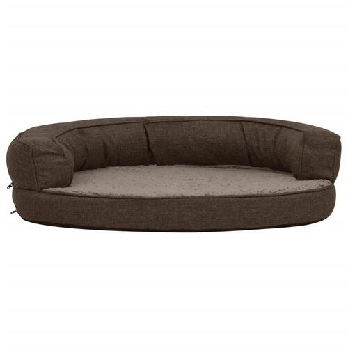 Ergonomisk hundeseng 90x64 cm hør-look fleece brun