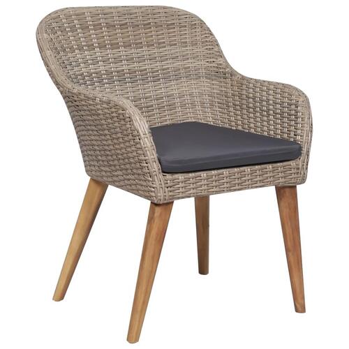 Havestole med hynder 2 stk. polyrattan brun