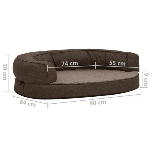 Ergonomisk hundeseng 90x64 cm hør-look fleece brun