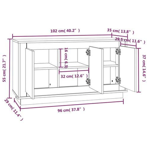 Skænk 102x35x55 cm konstrueret træ røget egetræsfarve
