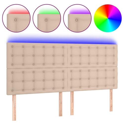 Sengegavl med LED-lys 160x5x118/128 cm kunstlæder cappuccino