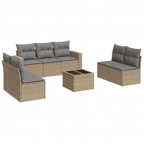 Sofasæt til haven 8 dele med hynder polyrattan beige