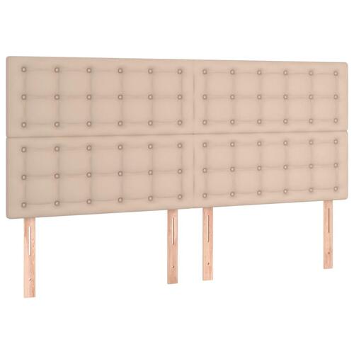 Sengegavl med LED-lys 160x5x118/128 cm kunstlæder cappuccino