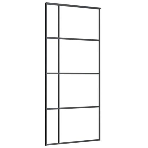 Skydedør 90x205 cm hærdet glas og aluminium sort
