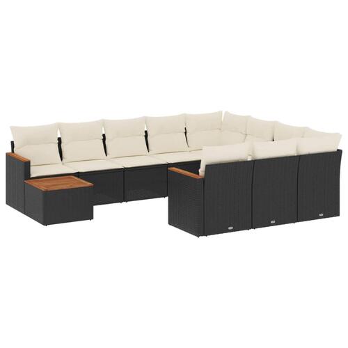 Sofasæt til haven 11 dele med hynder polyrattan sort