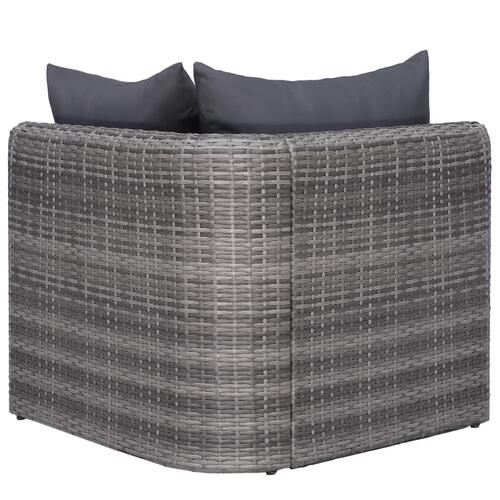 Haveloungesæt 8 dele med hynder polyrattan grå