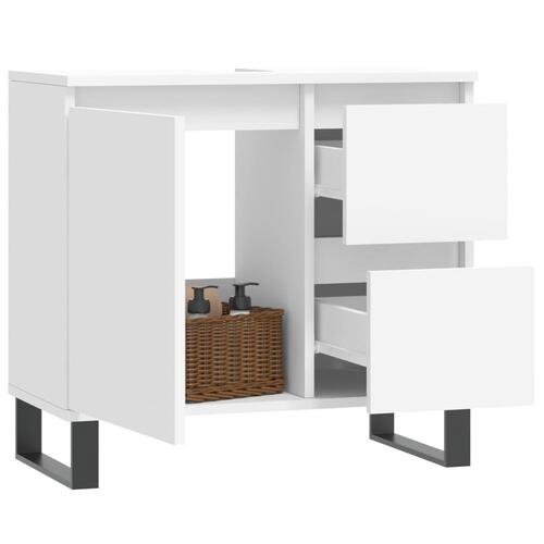 Badeværelsesskab 65x33x60 cm konstrueret træ hvid