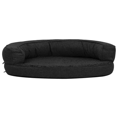 Ergonomisk hundeseng 90x64 cm hør-look fleece sort