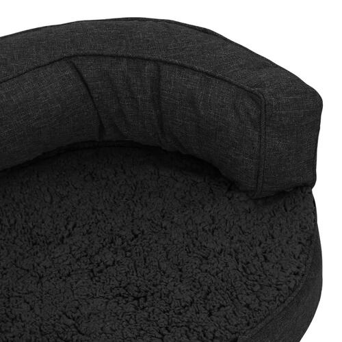 Ergonomisk hundeseng 90x64 cm hør-look fleece sort