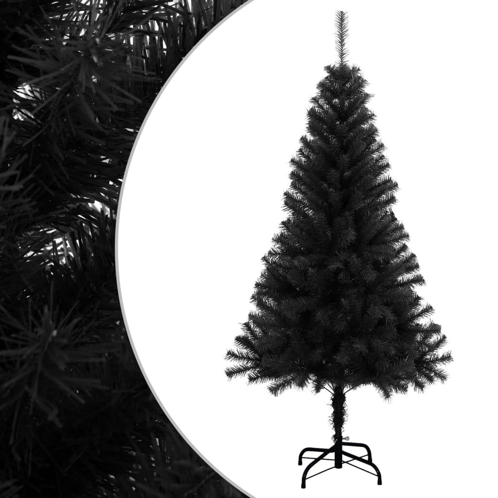 Kunstigt juletræ med fod 120 cm PVC sort
