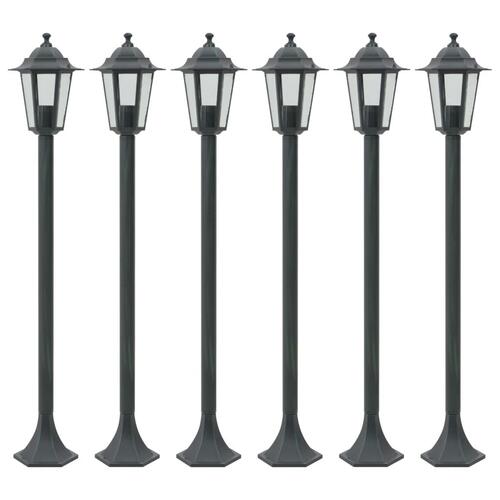 Havestolpelamper 6 stk. E27 110 cm aluminium mørkegrøn