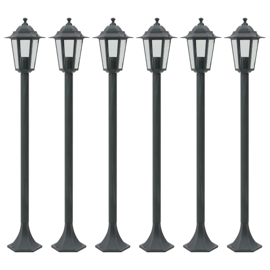 Havestolpelamper 6 stk. E27 110 cm aluminium mørkegrøn