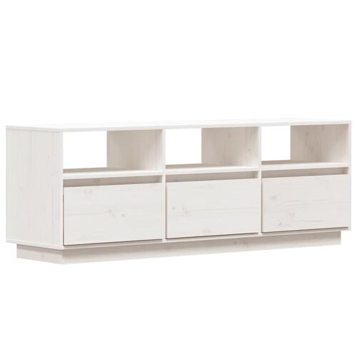 Tv-bord 140x37x50 cm massivt fyrretræ hvid