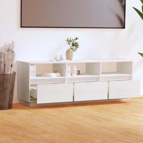 Tv-bord 140x37x50 cm massivt fyrretræ hvid