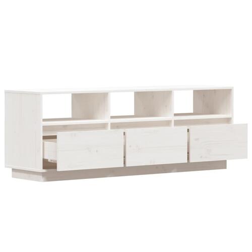 Tv-bord 140x37x50 cm massivt fyrretræ hvid