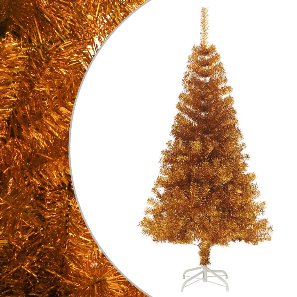 Kunstigt juletræ med fod 120 cm PET guldfarvet