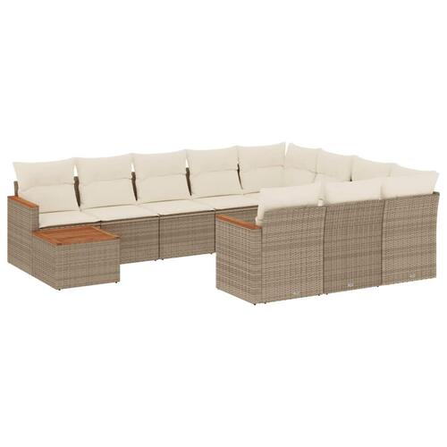 Sofasæt til haven 11 dele med hynder polyrattan beige