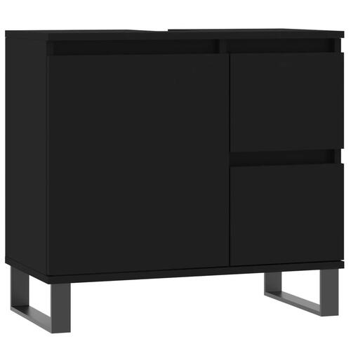 Badeværelsesskab 65x33x60 cm konstrueret træ sort