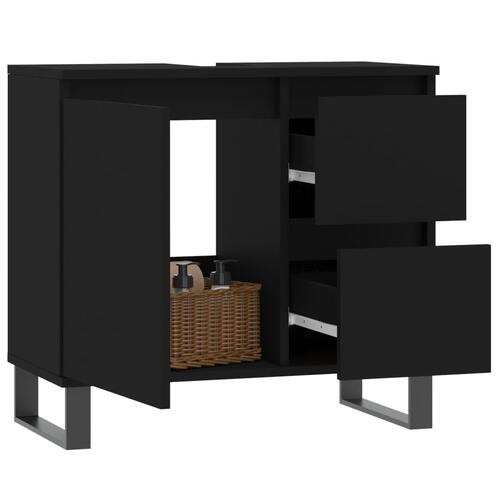 Badeværelsesskab 65x33x60 cm konstrueret træ sort