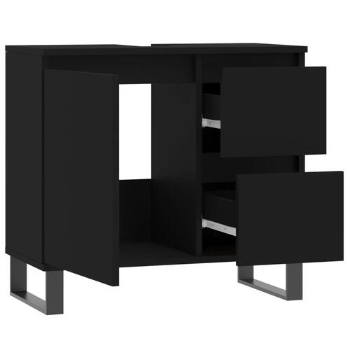 Badeværelsesskab 65x33x60 cm konstrueret træ sort