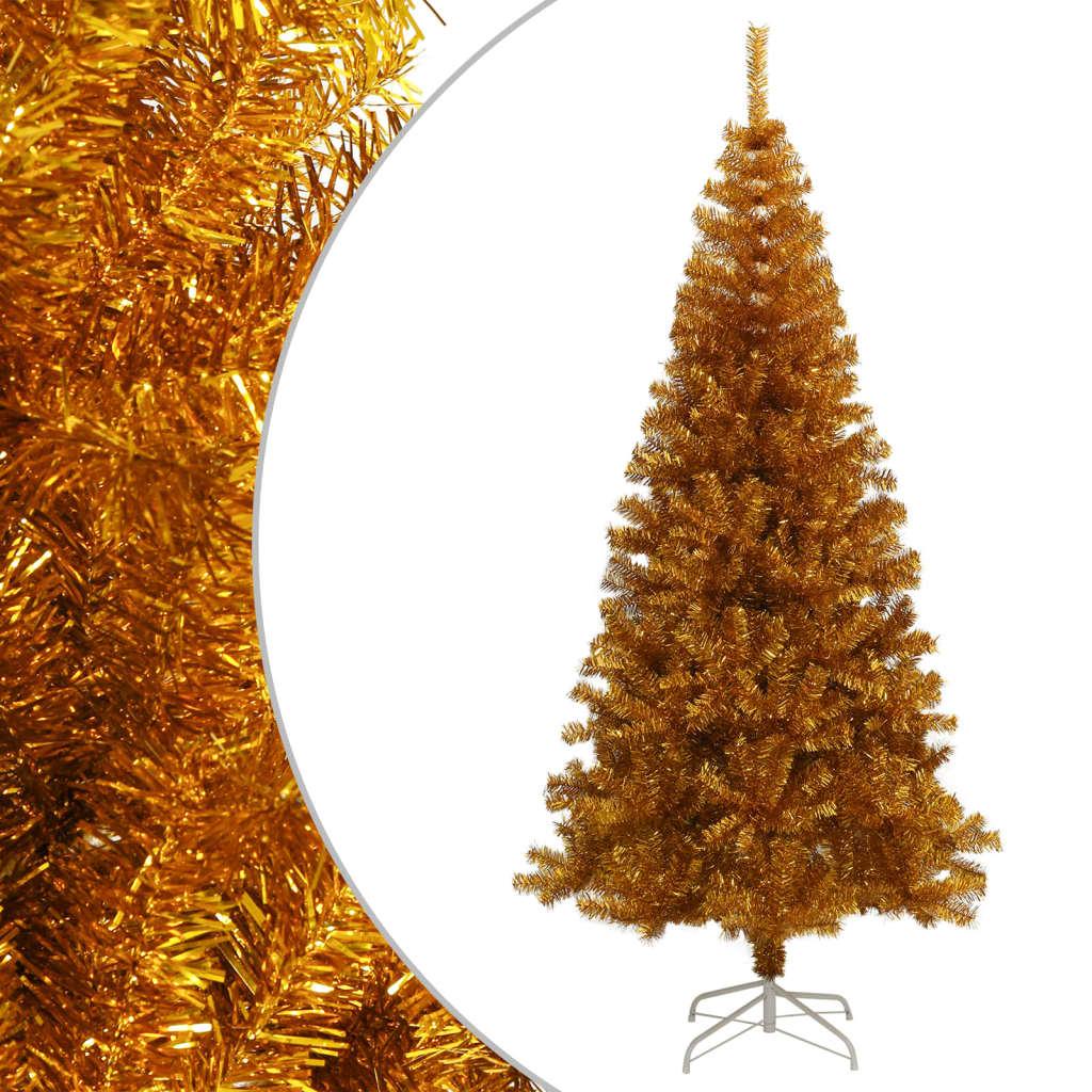 Kunstigt juletræ med fod 240 cm PET guldfarvet