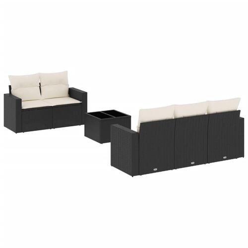Sofasæt til haven 6 dele med hynder polyrattan sort