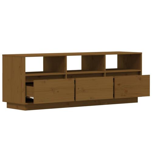 Tv-bord 140x37x50 cm massivt fyrretræ gyldenbrun