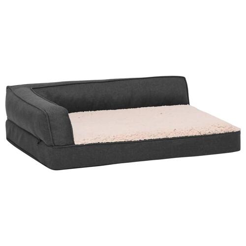 Ergonomisk hundeseng 90x64 cm hør-look fleece mørkegrå